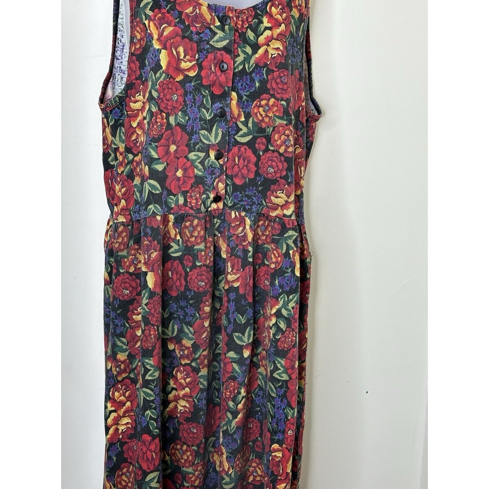 Bryn Connelly Jumper‎ Overall Dress Womens Medium Multi Color Floral Modest Maxi - Picture 4 of 9